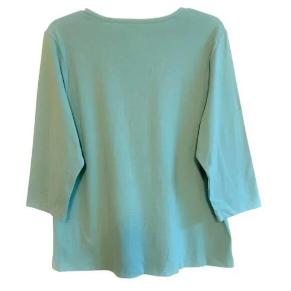 Denim & Co. Essentials Perfect Jersey U-Neck 3/4 Sleeve Top LARGE (2001) - Picture 4 of 7